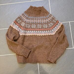 Women’s Old Navy Brown Fair Isle Sweater Small Tall Like New